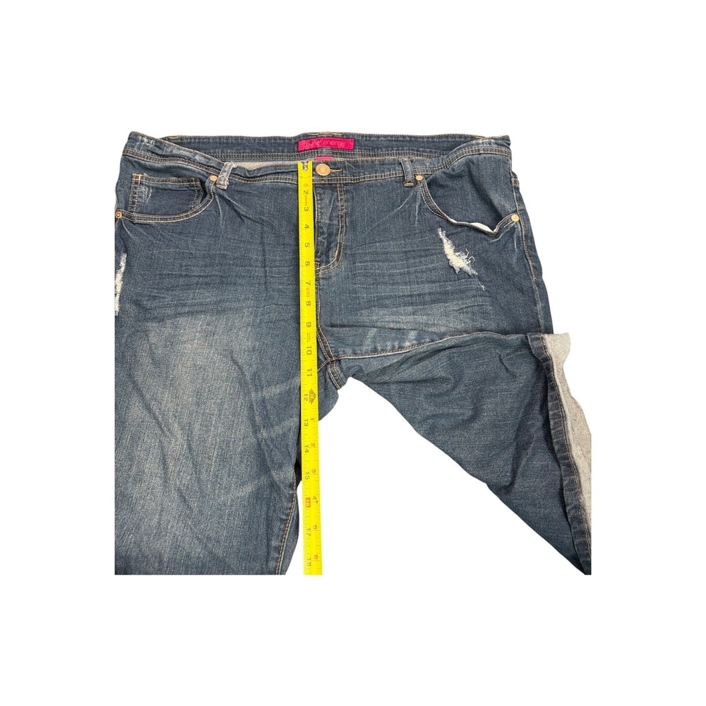 Pure Energy Womens Plus Size 22 Distressed Denim Bermuda Shorts Medium Wash Blue - Picture 6 of 7